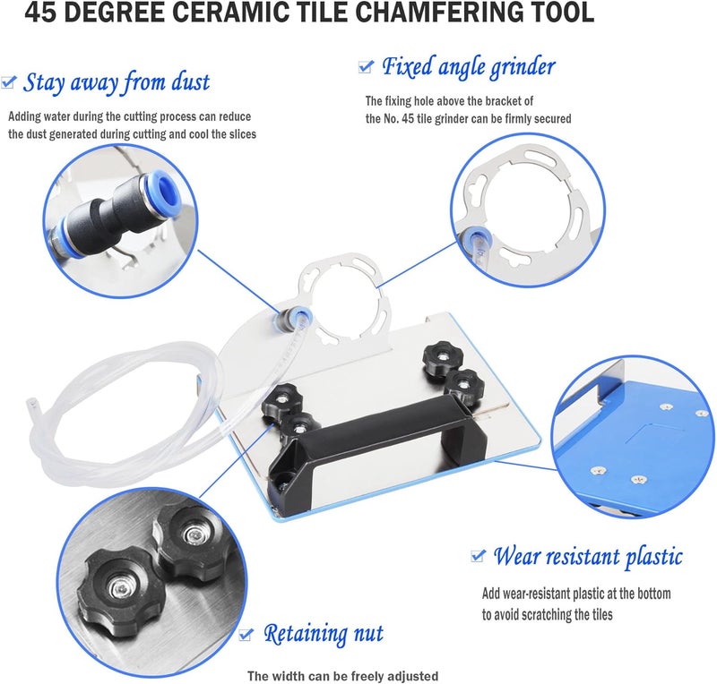 KAZFFD 45 Degree Tile Chamfering Tool - Angle Grinder Stand for 45° Cutting, Chamfer Attachment & Tile Cutter Accessory, Fits 100-Type Grinders (1 PCS with blade) - Image 4